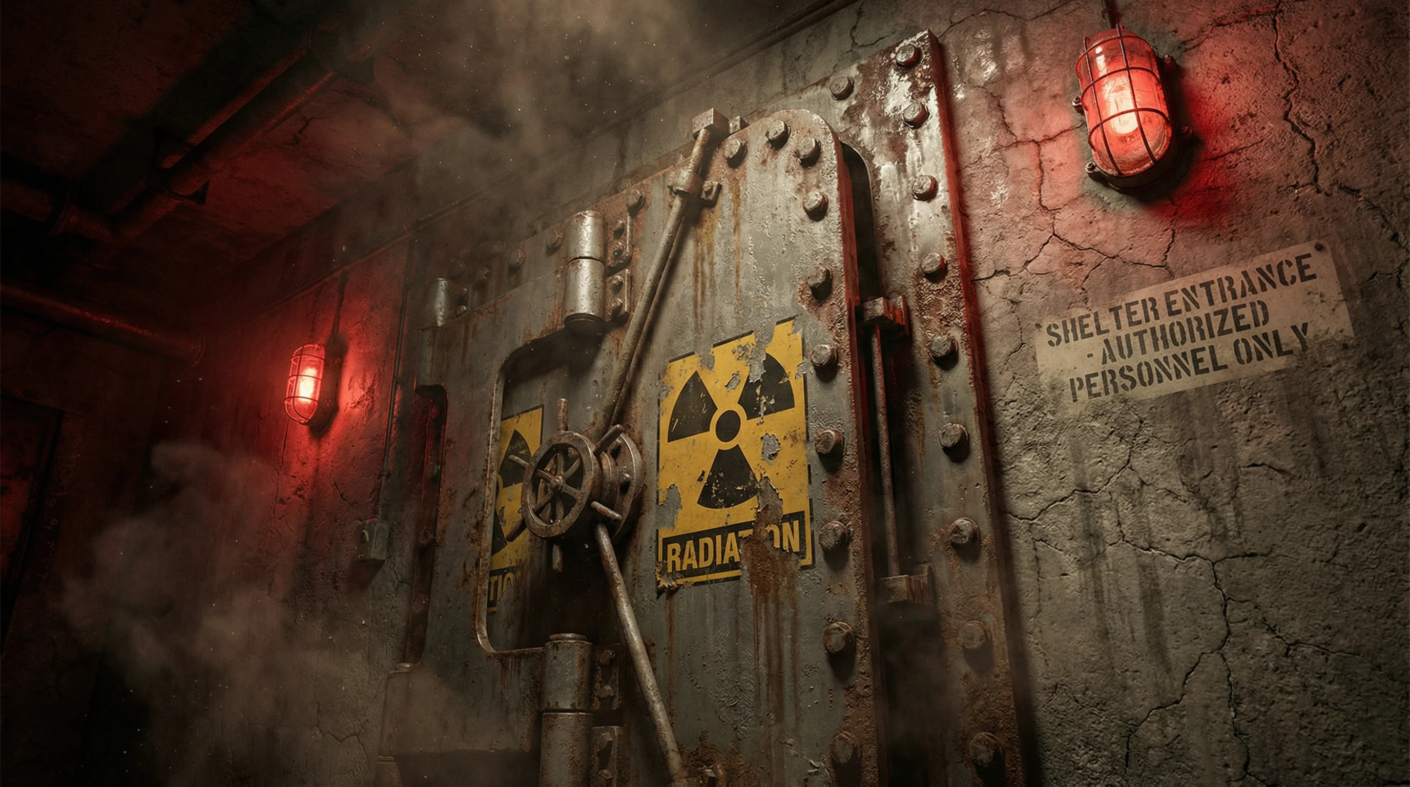 废土避难所舱门入口，通往 fc电子 核心管理区域